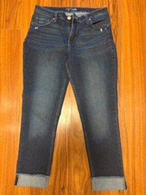 DISTRESSED LEE RIDER CUFFED JEANS